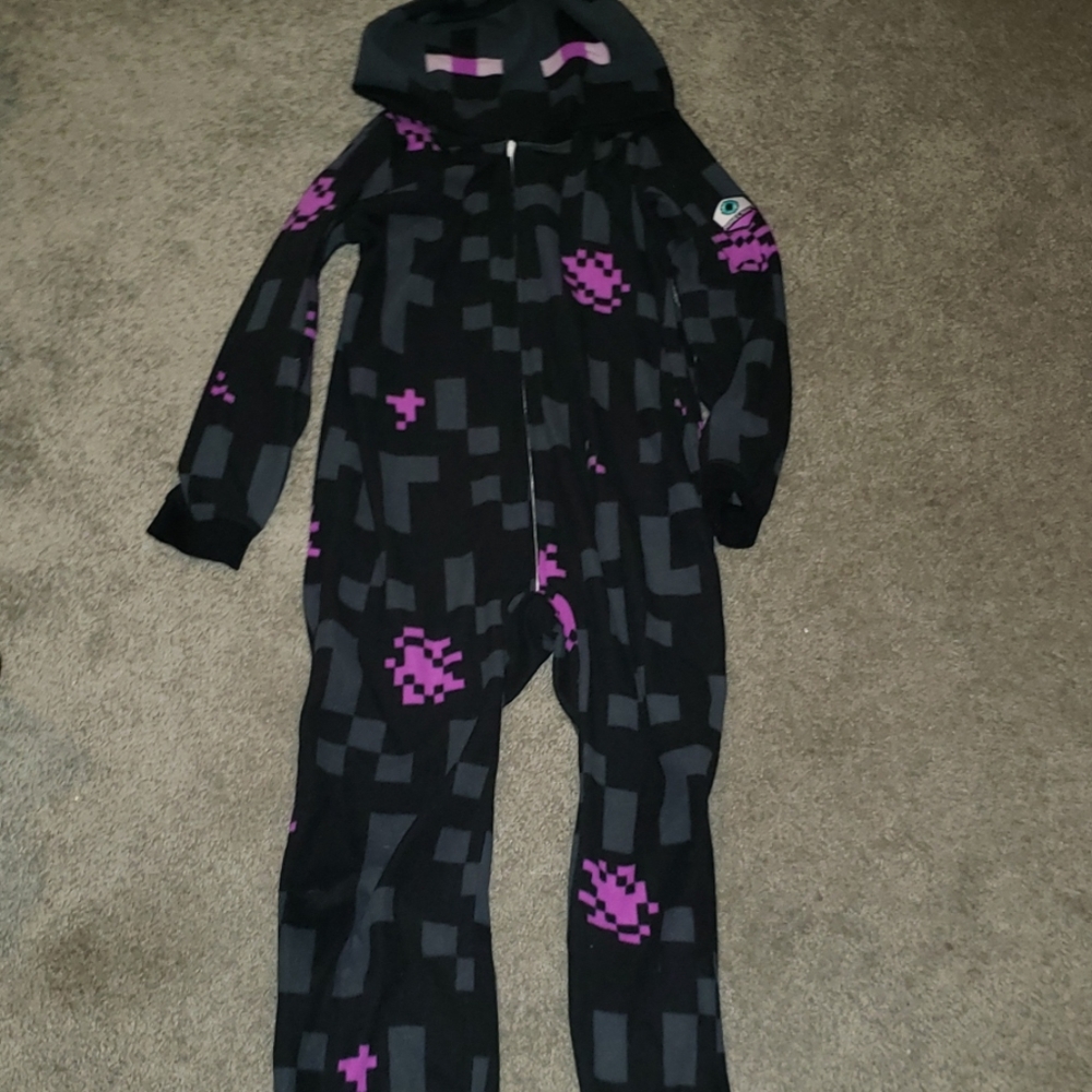 Minecraft zipup hooded onesie pjs